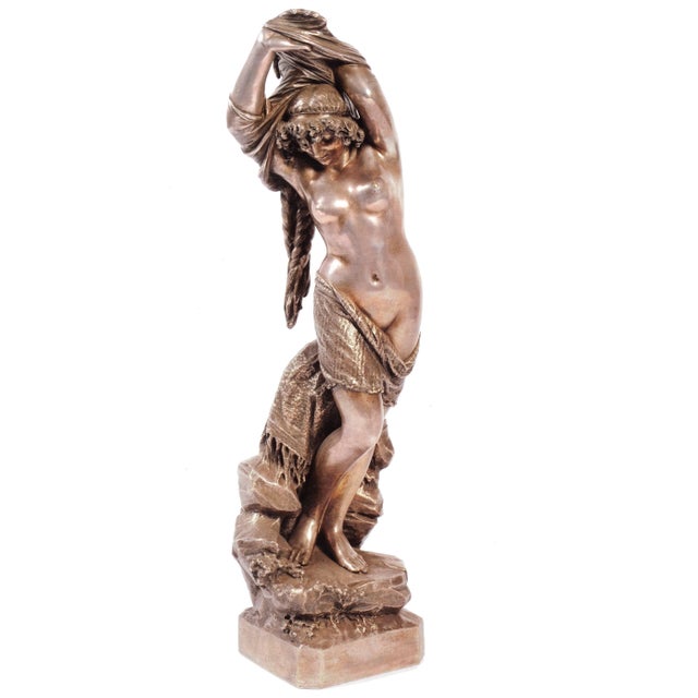 Metal Giuseppe Salvi, Odalisque, Silver-Plated Bronze Sculpture, 1886 For Sale - Image 7 of 7