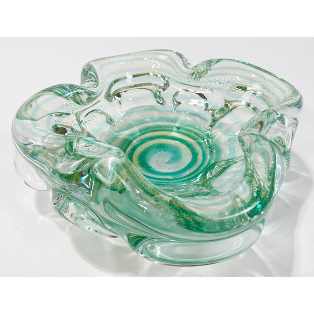 Green Vintage Murano Style Green Swirl Dish For Sale - Image 8 of 9