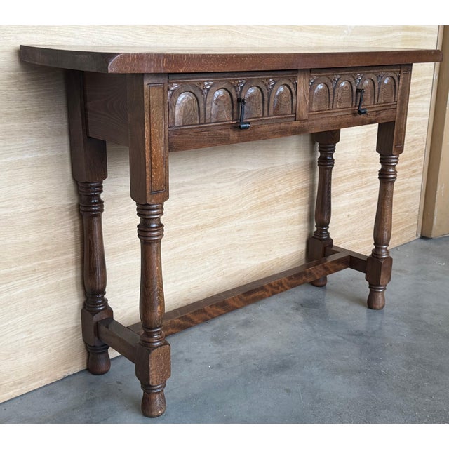 Early 20th Century Spanish Carved Console Table with Fluted Legs For Sale - Image 4 of 18