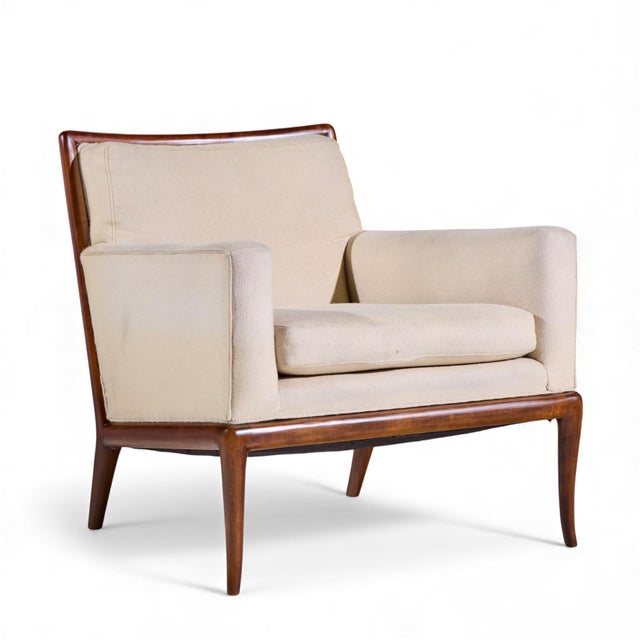 Widdicomb Robsjohn Gibbings for Widdicomb Mid Century Walnut Saber Leg Lounge Chairs – Pair For Sale - Image 4 of 12