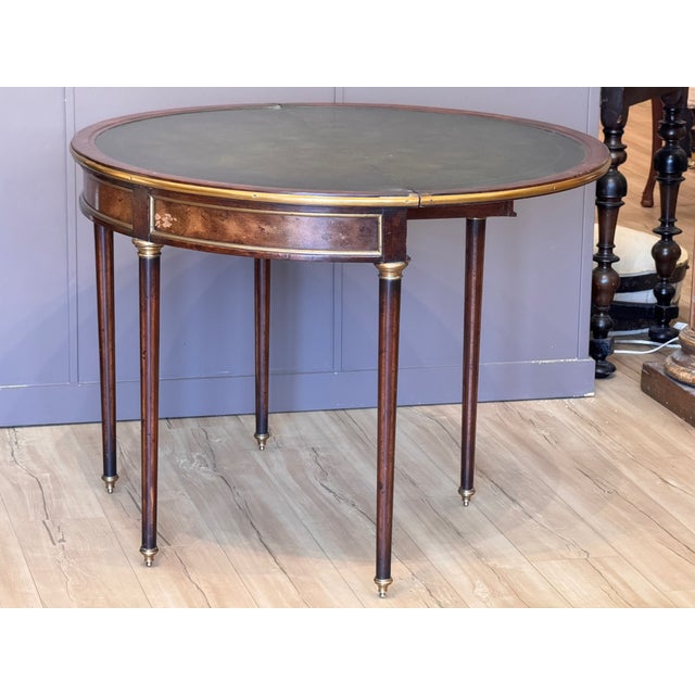 Louis XVI Style Mahogany and Brass Card Table For Sale - Image 15 of 16