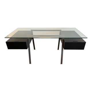 Bensen Homework Mid-Century Style Wood and Glass Desk For Sale