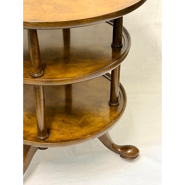 Baker Furniture Company Late 20th Century Baker Furniture English Style Walnut Three-Tier Round Side Table For Sale - Image 4 of 7