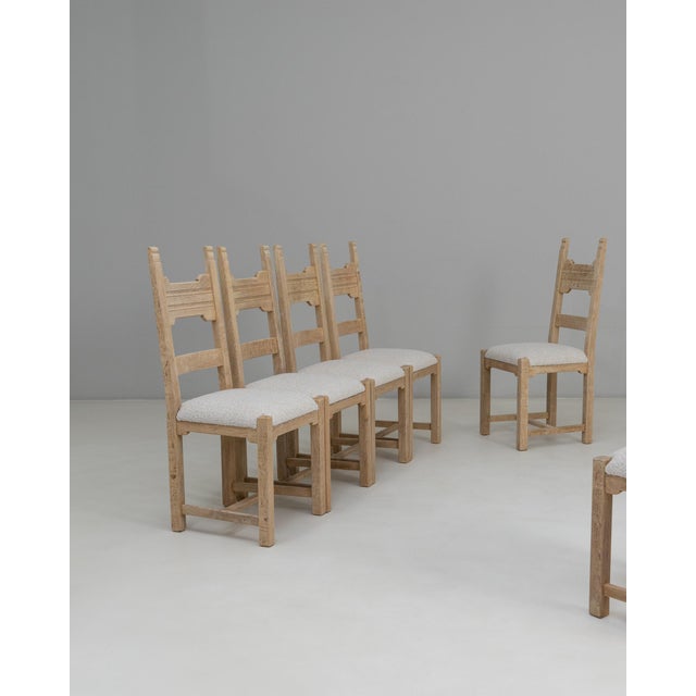20th Century French Oak Dining Chairs With Upholstered Seats - Set of 6 For Sale - Image 18 of 18
