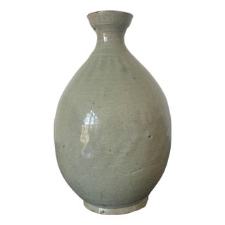 Antique Korean Celadon Bottle Vase Joseon Dynasty For Sale