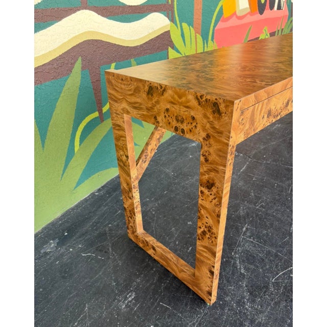 Late 20th Century Postmod Faux Burl Console Table For Sale - Image 5 of 9