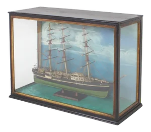 Vintage Handmade Boat Model Diorama
