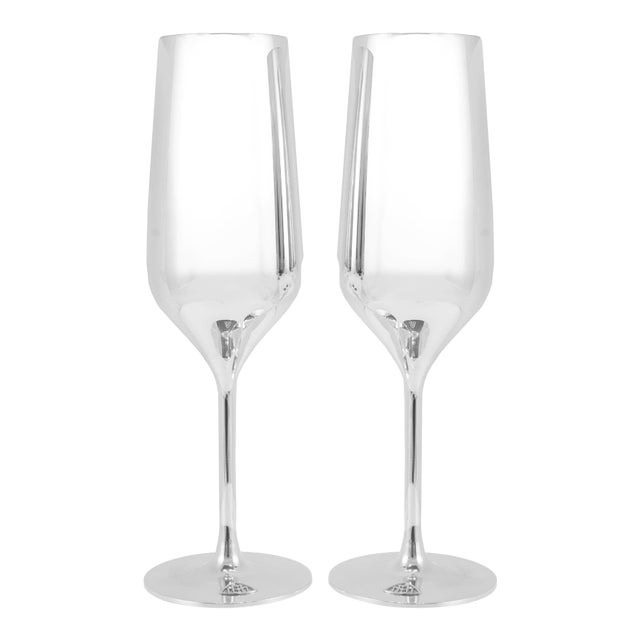 Maybach by Robbe & Berking Pair of Silver Plated Champagne Flute For Sale