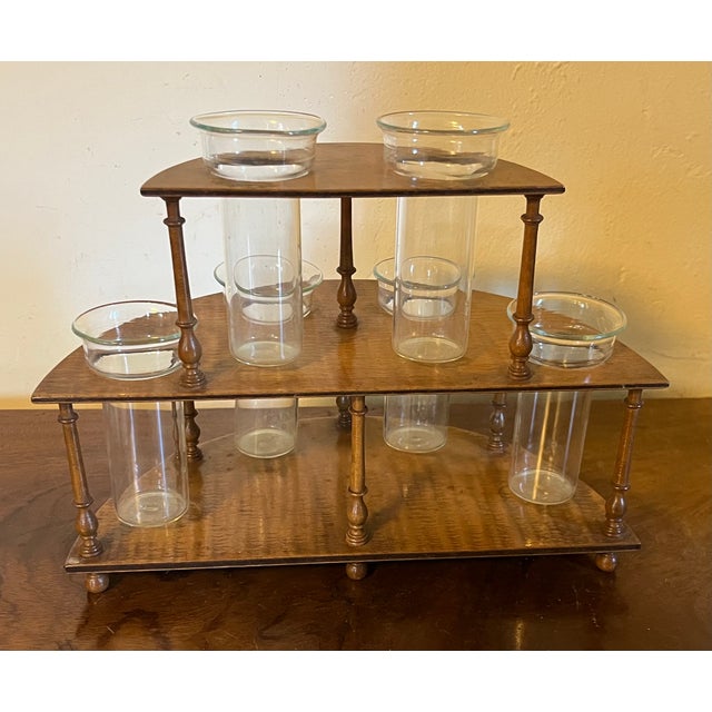 English Tiger Maple Two Tier Flower Holder Bud Vase Frog For Sale - Image 13 of 18