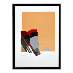 "Tarantella" - Geometric Abstract Screen Print With Peach, Red, and Black by Michael Hale