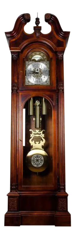 Vintage North American Mahogany Wood Longcase Grandfather's Clock