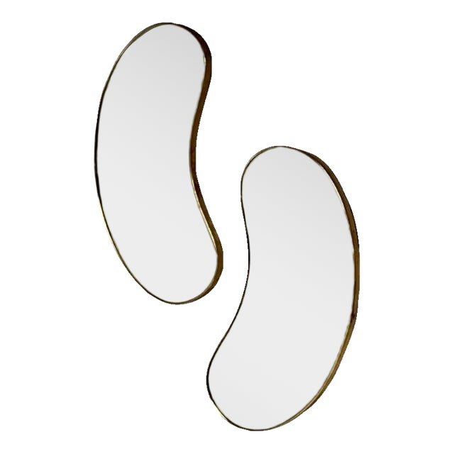 Italian Mid-Century Modern, Wall Mirrors, Organic Form, Brass, Italy, 1950s For Sale