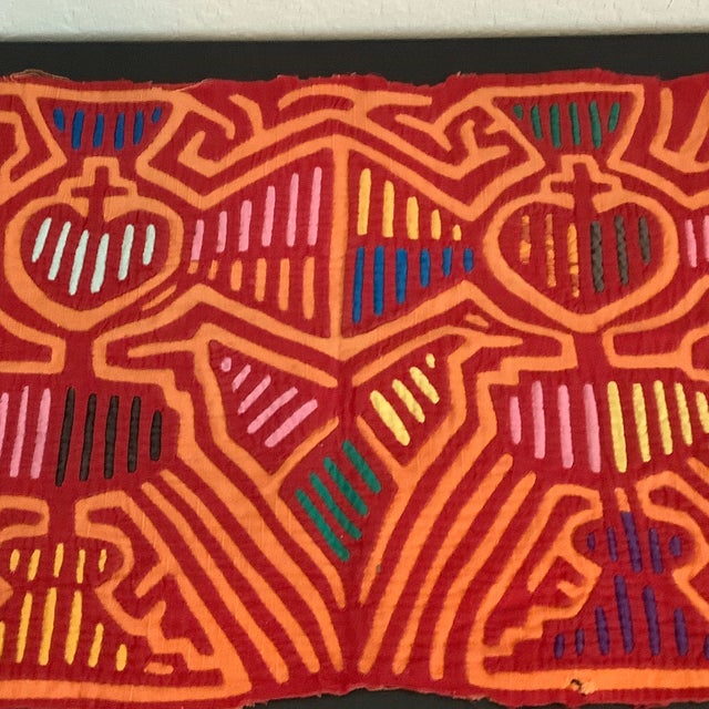 Mola Folk Art Cross Heart Raw Edge Fabric Appliqué Tapestry For Sale In Austin - Image 6 of 12