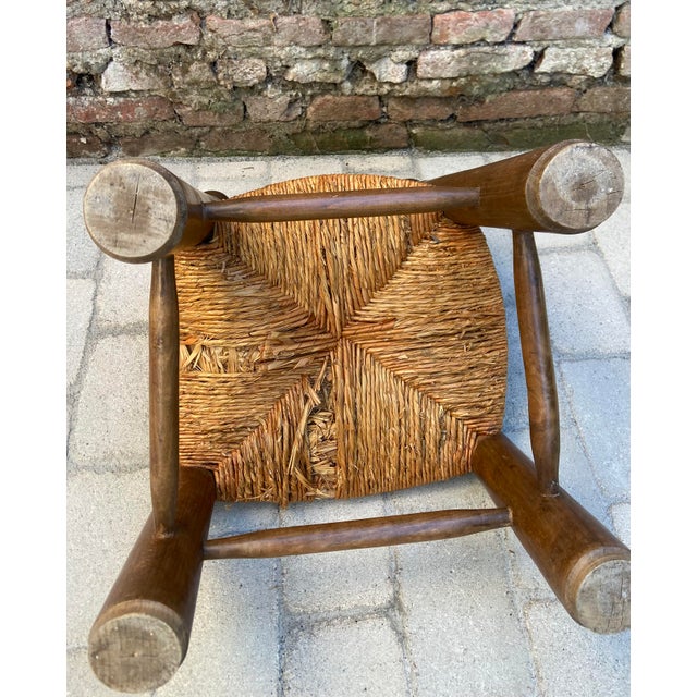 Low Brutalist Chairs in Oak and Straw attributed to Charles Dudouyt, France, 1940s, Set of 2 For Sale - Image 9 of 10
