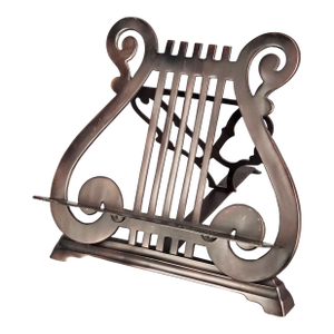 Large Early 20th Century Italian Bronze Lyre-Shaped Folding Book Stand Art Easel