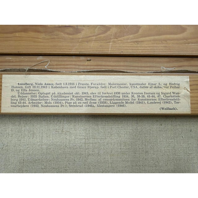 Wood Mid-Century Oil Painting by Danish Artist Anker Landberg, Titled "Fishermen" For Sale - Image 7 of 7