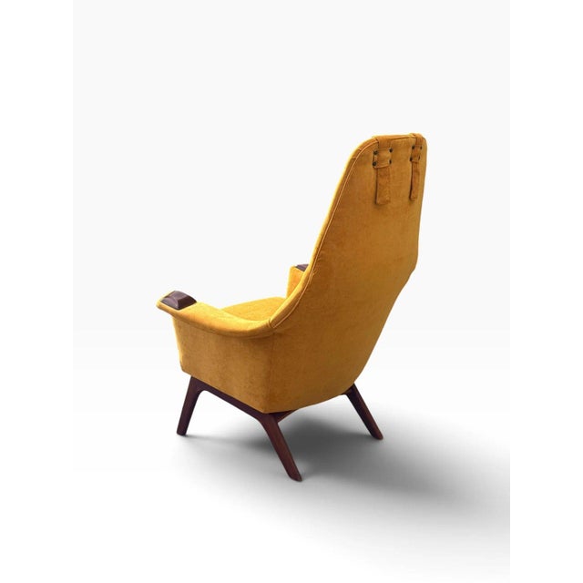 Wood Adrian Pearsall High-Back Lounge Chair | Sculpted Walnut Base & Arm Caps | New Golden Yellow Upholstery | C. 1960s For Sale - Image 7 of 15