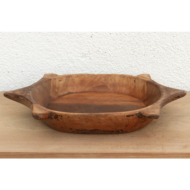 Traditional Unique Wooden Bowl W/ Turtle Style Shape For Sale - Image 3 of 6