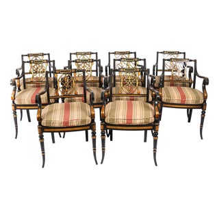 Antique English Revival Pierced Splat Back Dining Chairs, 1900s, Set of 10 For Sale