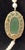 Chinese Late 20th Century 18k Yellow Gold Framed Jadeite Pendant With Dragon Motif Attached at the Sides to 23.5" White Pearls For Sale - Image 3 of 4