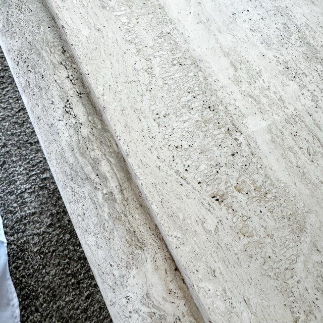 Tan Italian Polished Bullnose Travertine Square Top Side Table For Sale - Image 8 of 11