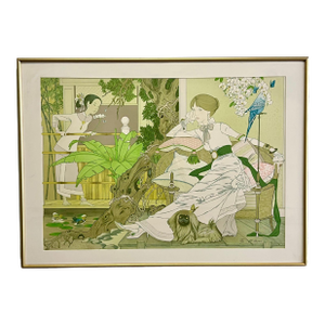 Framed 1970s Philippe Noyer "Chinese Garden" Hand Signed Lithograph