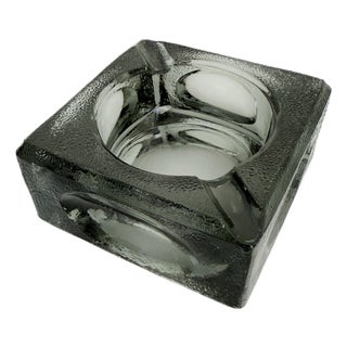 Smoked Murano Style Glass Ashtray Attributed to Antonio Imperatore, Italy 1970s For Sale
