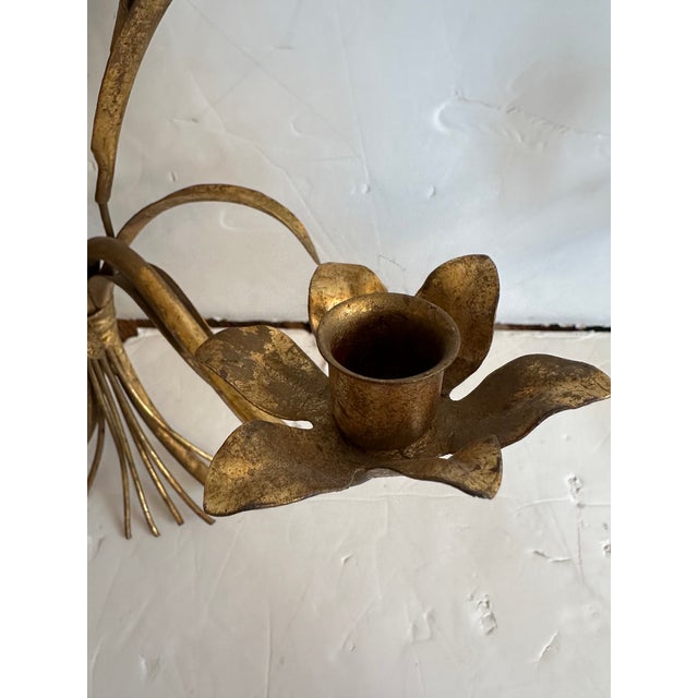 1940s Vintage Gilded Tole Candle Sconces For Sale - Image 5 of 8