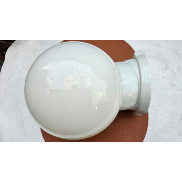 White Art Deco Porcelain Wall Sconce, 1920s For Sale - Image 8 of 9