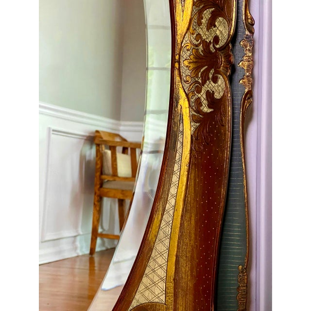 Gold Italian Baroque Carved Giltwood and Paint Decorated Beveled Rectangular Mirror, 1920s For Sale - Image 8 of 9