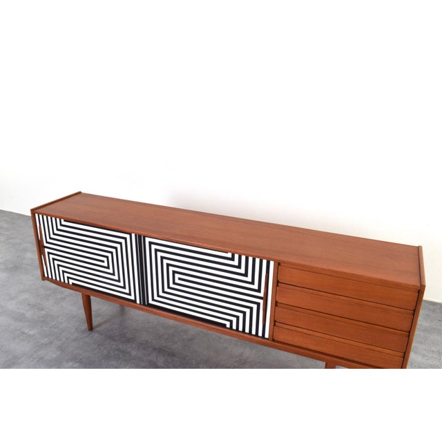 Mid-Century Modern Op-Art Hand-Painted Teak Sideboard, 1960s For Sale - Image 14 of 17