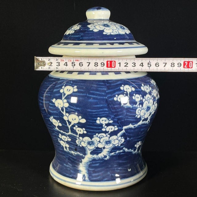 Ceramic 1960s Blue and White "Cracked Ice and Prunus" Porcelain Ginger Jar With Lid For Sale - Image 7 of 9