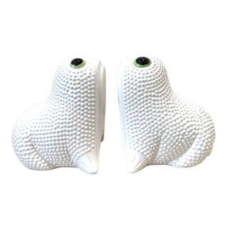 Vintage Jean Rogers Style Hobnail Frog Bookends For Sale