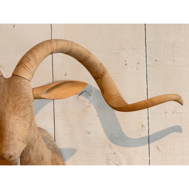 Carved Wood Antelope Head Wall Mount For Sale - Image 6 of 7