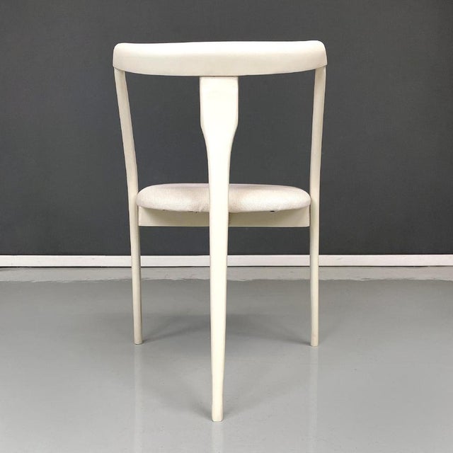 Mid-Century Italian Modern White Wood and Fabric Chairs, 1960s, Set of 6 For Sale - Image 6 of 14