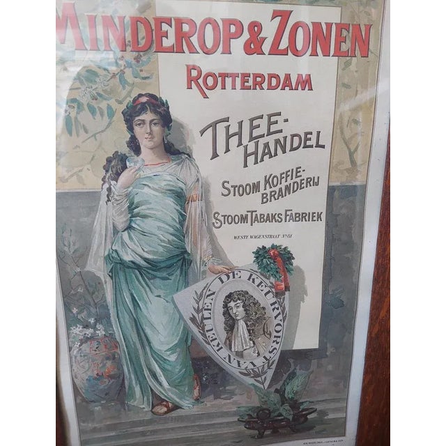Minderop & Zonen Rotterdam Tea Shop. 48x70 cm including original wooden frame, circa 1900