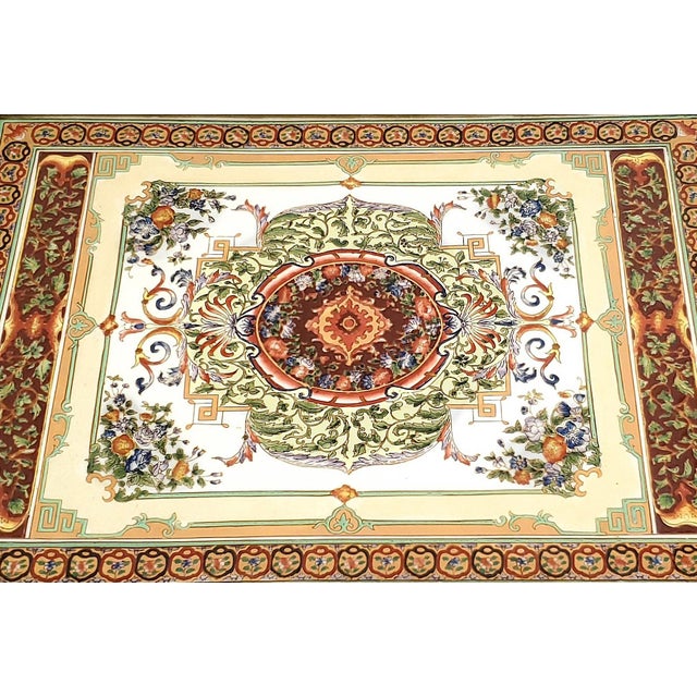 Metal Tray Porcelain Brass Ormolu For Sale - Image 7 of 12