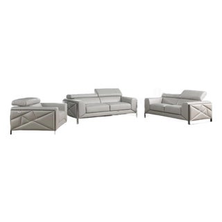 Giorgio Modern Italian Leather 3-Piece Sofa Set - Light Grey | Mi-989 For Sale