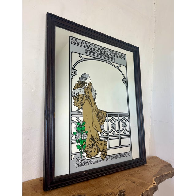 Vintage Art Nouveau Style Mirror with Sarah Bernhardt Motif, 1970s For Sale - Image 11 of 14
