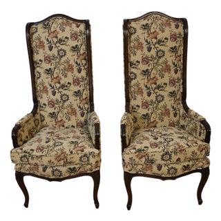 1930 French Xvi Style Fruitwood High Back Living Room Chairs Fireplace Side Chairs For Sale