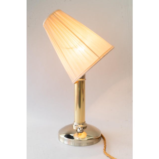 Art Deco Alpaca/Brass Table Lamp with Fabric Shade Vienna, Austria, 1920s For Sale - Image 17 of 18