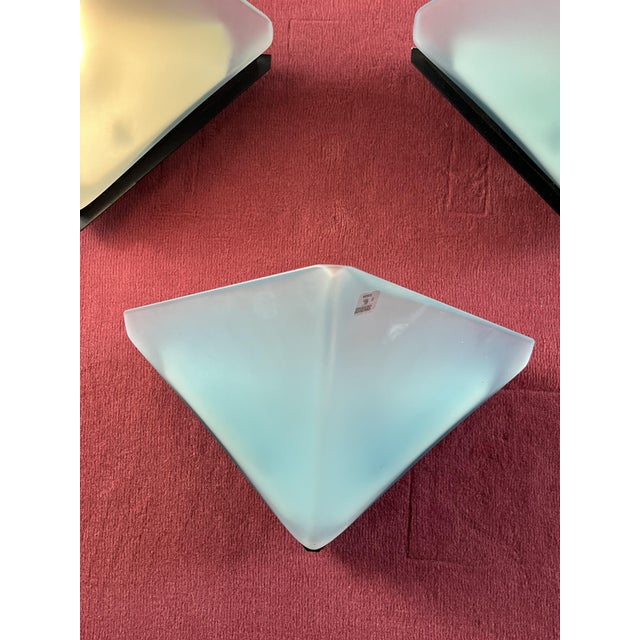 Aqua Vintage Italian Triangular Wall Lamps from Vetri Murano, 1970s, Set of 3 For Sale - Image 8 of 12