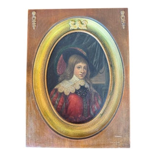 Antique Cabinet Portrait of a Young Cavalier / Prince, Oil in the 17th-Century Dutch Manner, Ormolu-Mounted Frame — Sourced in France For Sale