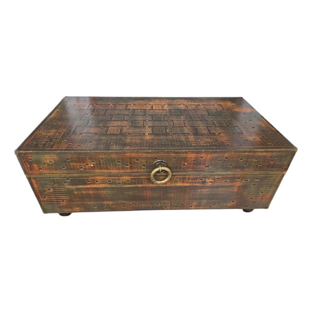 Vintage Asian Camphor Wood Trunk Coffee Table Blanket For Sale