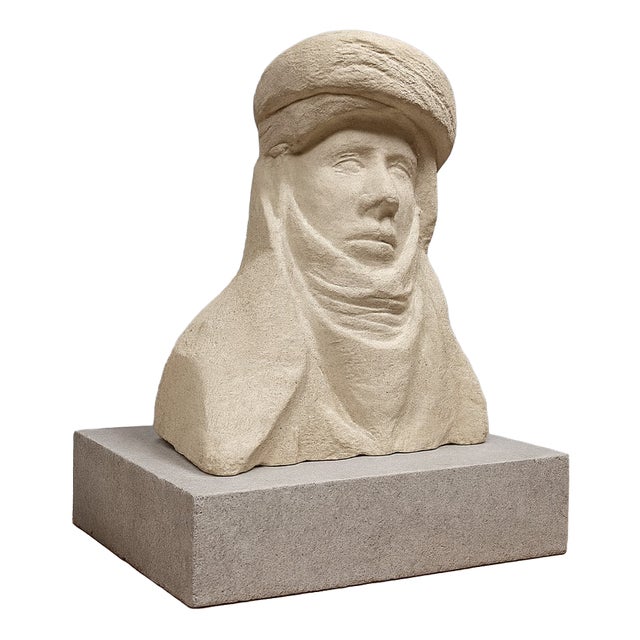 Art Deco Stone Bust Sculpture, 1920s For Sale