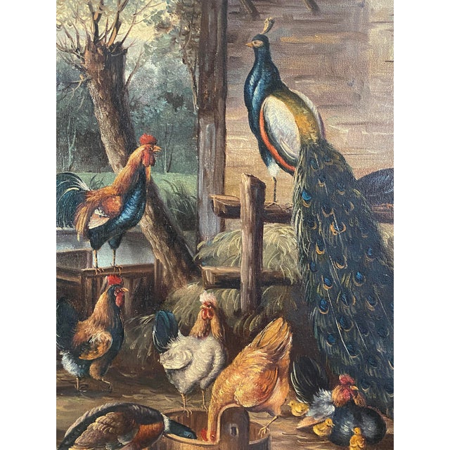 Surrealism Mid 20th Century Framed Still Life of Chickens For Sale - Image 3 of 7