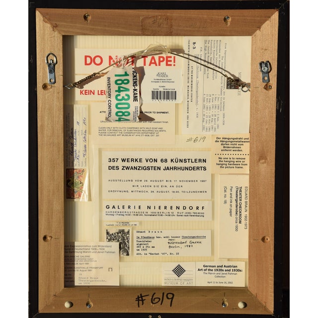 Black Eduard Braun, Theatre Dressing Room, 1930s, Ink and Paper, Framed For Sale - Image 8 of 9