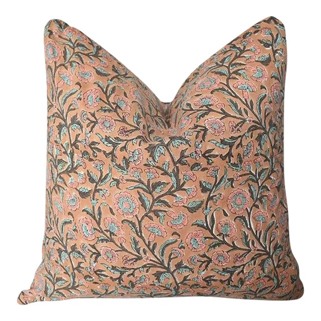 Lee Radziwill Inspired Block Print Down Filled Flower Motif Pillow - India For Sale