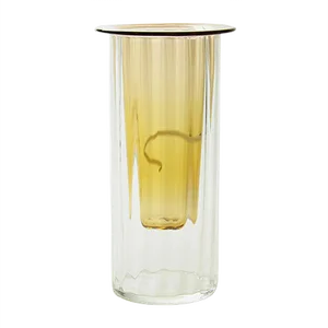 Vase in Light Amber, Moire Collection, Hand-Blown Glass by Atelier George