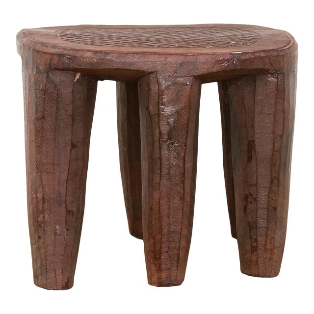 Vintage Carved Wood Gathering Nupe Stool For Sale
